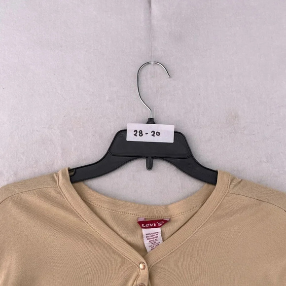 Levi's Shirt Women's Sz 18/20 Light Brown Long Sleeve Knit Henley Snap Pullover - Picture 11 of 11